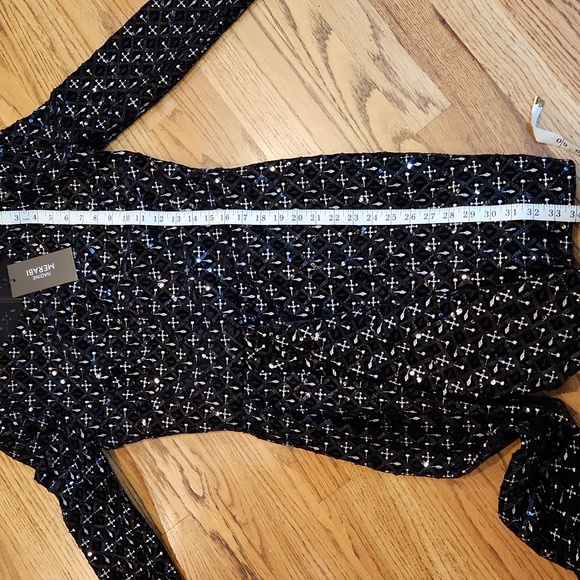 NADINE MERABI Black Sequin Long Sleeve Dress - Picture 14 of 16